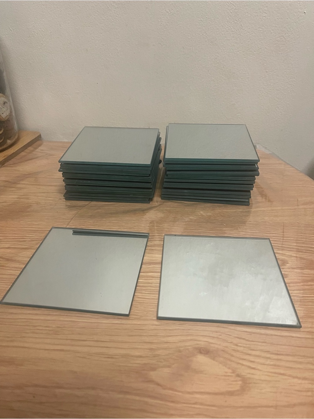 Small square mirrors with a smooth seamed edge 30 pieces